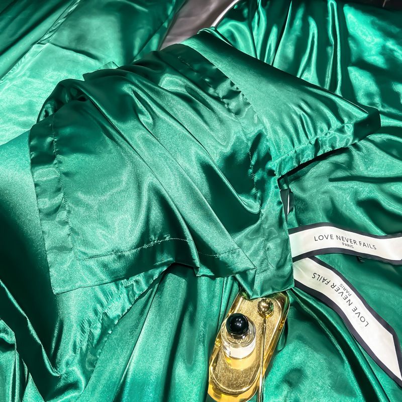 Satin Pillowcase - Green - Solid Colour - Satin Solid Colour Pillowcase - 48x74cm