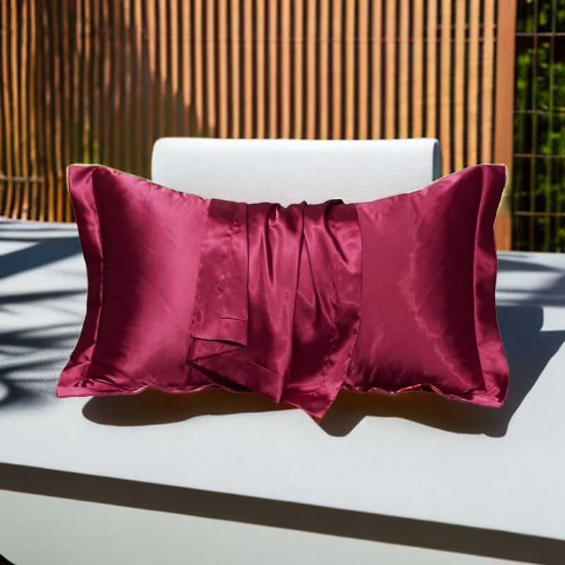 Satin Pillowcase - 1-Pack - Burgundy - Polyester Satin Pillowcase - 48x74cm