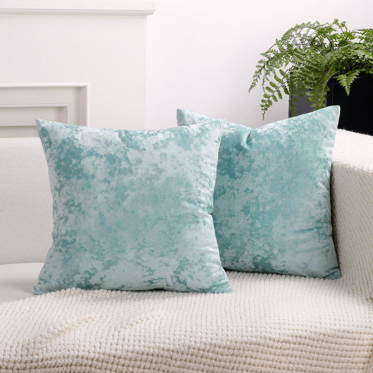 Ice Velvet Pillow Cover Polyester Solid Color 30x50cm Mint Blue 30*50cm without pillow core