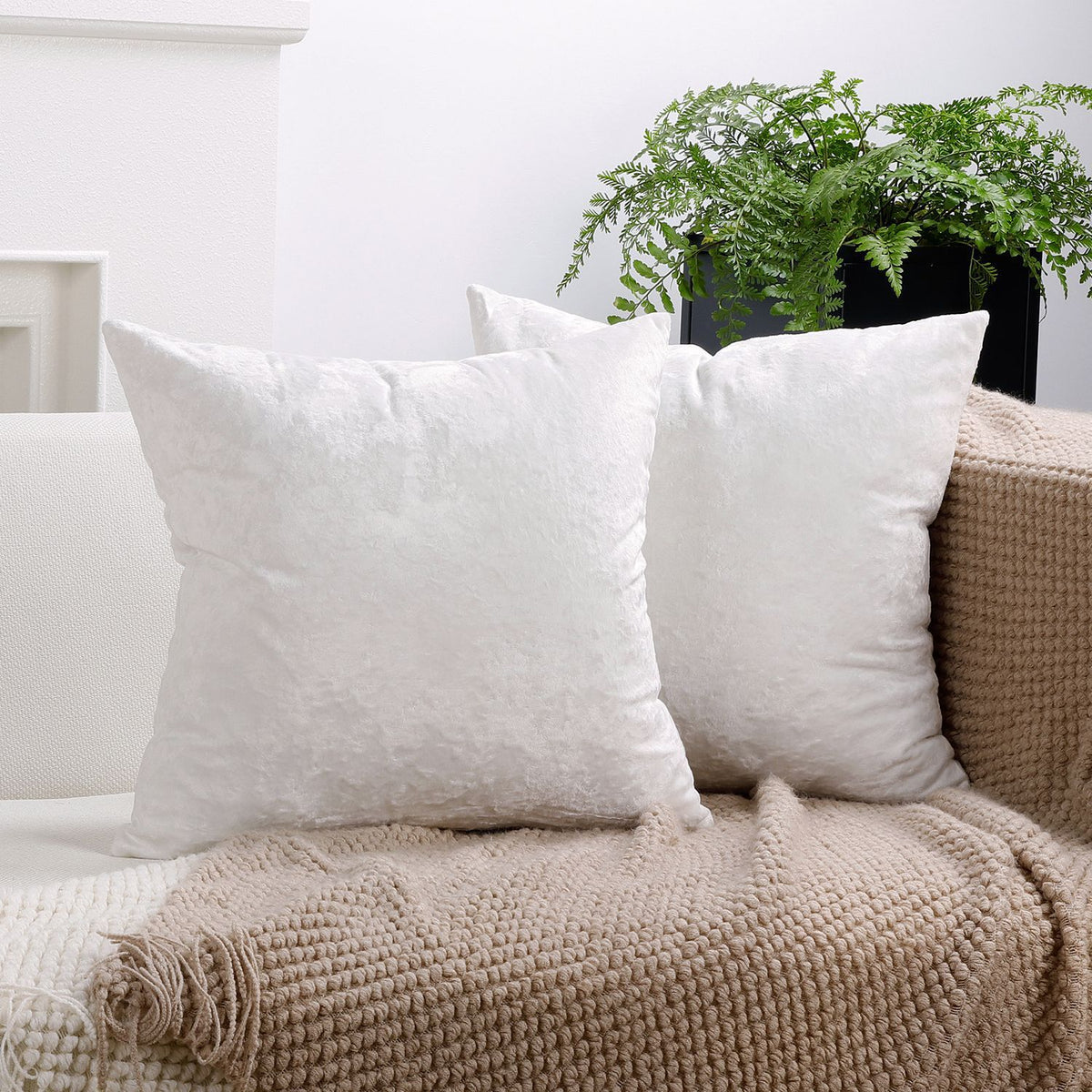 Ice Velvet Pillow Cover Polyester Solid Color 30x50cm White 30*50cm without pillow core