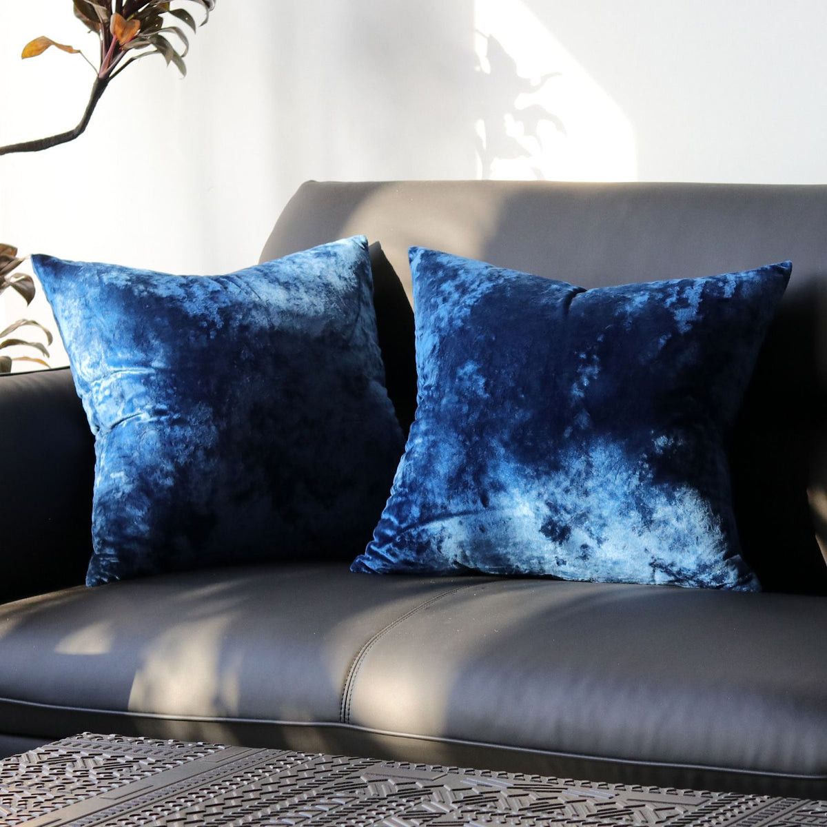 Ice Velvet Pillow Cover Polyester Solid Color 30x50cm Navy Blue 45*45cm without pillow core