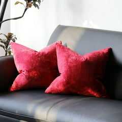 Ice Velvet Pillow Cover Polyester Solid Color 30x50cm Red 40*40cm without pillow core