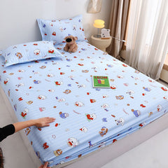 Yuan sheng Home Textiles Fitted Sheet Pure Cotton. Cartoon white bear 150*200cm standard model