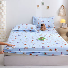 Yuan sheng Home Textiles Fitted Sheet Pure Cotton. Cartoon white bear 200*220cm standard model