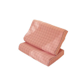 Mengxuan Cotton Pillowcase 4060 Grid - pink Latex cotton pillowcase 30*50 (single pack)
