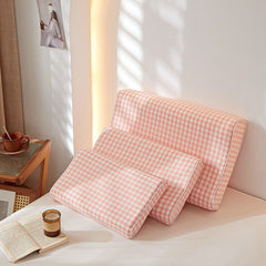 Mengxuan Cotton Pillowcase 4060 Jade small grid Latex cotton pillowcase 40*60 (single pack)
