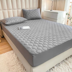 Waterproof Quilted Fitted Sheet Solid Color Toddler High-grade gray 0.9*2m single fitted sheet