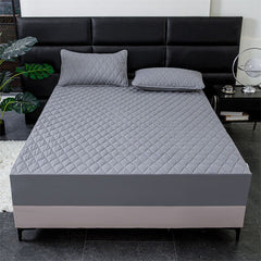 Waterproof Quilted Fitted Sheet Solid Color Toddler High-grade gray 1.5*2m single fitted sheet