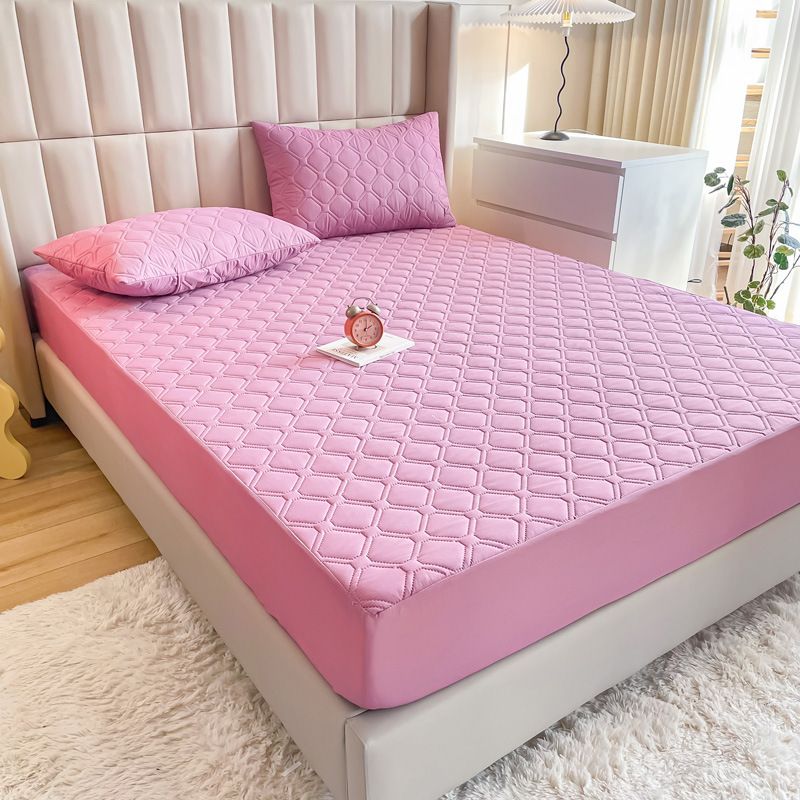 Waterproof Quilted Fitted Sheet Solid Color Toddler Red bean paste 1.8*2.2m single fitted sheet