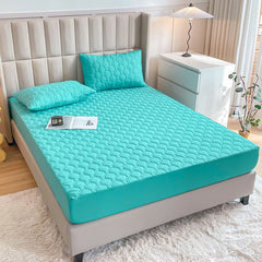 Waterproof Quilted Fitted Sheet Solid Color Toddler Elegant green 2.0*2.2m single fitted sheet