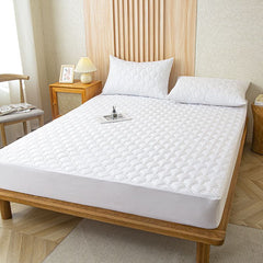 Waterproof Quilted Fitted Sheet Solid Color Toddler Pearlescent white-large plaid A pair of pillowcases