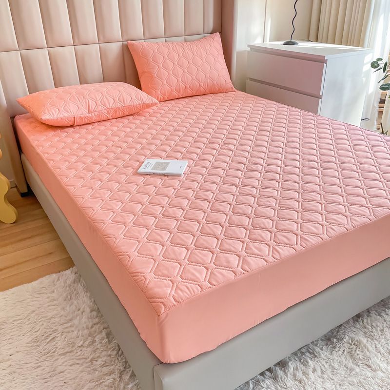 Waterproof Quilted Fitted Sheet Solid Color Toddler Noble jade 1.8*2.2m single fitted sheet