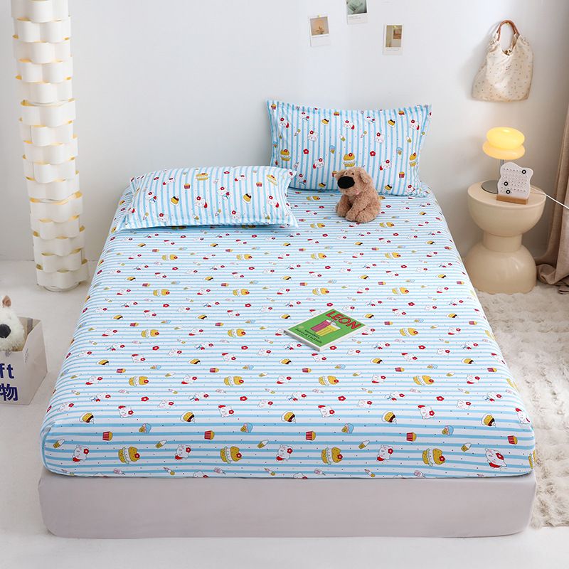 Yuan sheng Home Textiles Pure Cotton Cartoon Dog Sheet Blue cat 90cm/200cm thin mattress model