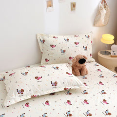 Yuan sheng Home Textiles Pure Cotton Cartoon Dog Sheet Cartoon white bear 135*200cm standard model