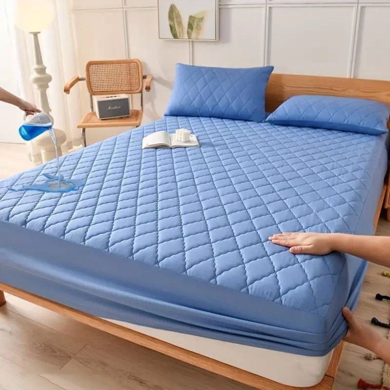 Waterproof Brushed Polyester Fitted Sheet Mattress Sky blue 200*200cm [single fitted sheet]