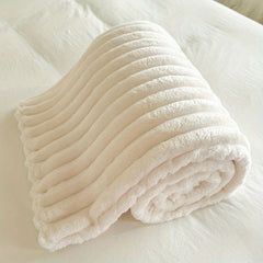 Flannel Sofa Blanket Office Blanket Living Room Throw Comfortable Blanket - White - Size L 150-200cm