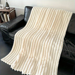Flannel Sofa Blanket Office Blanket Living Room Throw Comfortable Blanket - White - Size XL  200-230cm