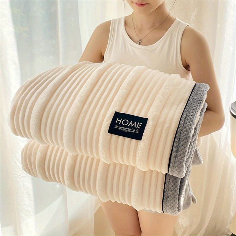 A-Class Rabbit Fur Blanket Soft Blanket Home Decor Blanket Comfortable Blanket - Khaki - Size S  150-200cm