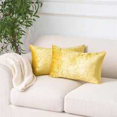 Set of 2 Gold Throw Pillow Covers Super Soft Pillows Lumbar Modern Rectangle Decorative Bed Pillow Cover for Couch Patio, 12x