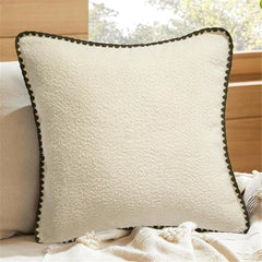 Throw Pillow Covers Decorative 45*45cm Pack of 2 Cotton Thread Stitching Edges Solid Dyed Soft Chenille Cushion Cases for Cou