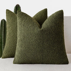 Pack of 2 Modern Textured Boucle Throw Pillow Covers Accent Solid Decorative Pillow Cases Cozy Woven Couch Cushion Case for C