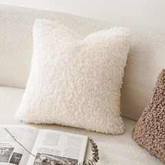 2 artificial fur pillowcases, soft pillowcases, decorative wool roll pillowcases, suitable for beds, sofas, living rooms, whi