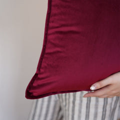 2 Pack Velvet Decorative Throw Pillow Covers, 18"x18", Modern, Indoor Use, Bedroom & Living Room （burgundy）