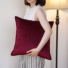 2 Pack Velvet Decorative Throw Pillow Covers, 18"x18", Modern, Indoor Use, Bedroom & Living Room （burgundy）