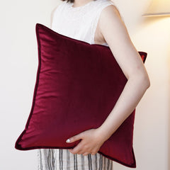 2 Pack Velvet Decorative Throw Pillow Covers, 18"x18", Modern, Indoor Use, Bedroom & Living Room （burgundy）