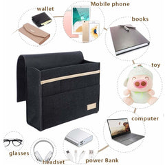 Bedside Caddy, Bed Organizer and Power Strip Holder,Versatile Bedside Storage Caddy for Home,Dorm,Bunk,Hospital,Crib Bed (Bla