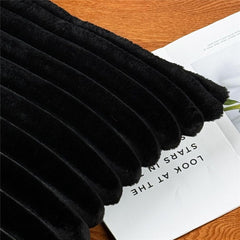 Fur Plush Lumbar Throw Pillow Covers 12x20 Set of 2, Luxury Soft Fluffy Striped Decorative Pillow Covers for Sofa, Couch, Liv