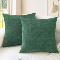 Pack of 2 Throw Pillow Covers Decorative 18 X 18 Inches Cozy Cushion Cases for Couch Sofa Bed Living Room Home Green（Only pil