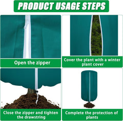 Plant Covers Freeze Protection, 1 Packs 47"W x 71"H Large Frost Cloth Blankets with Zipper Drawstring, Reusable Frost Tree Co