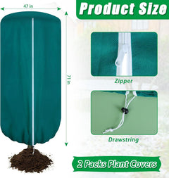 Plant Covers Freeze Protection, 1 Packs 47"W x 71"H Large Frost Cloth Blankets with Zipper Drawstring, Reusable Frost Tree Co