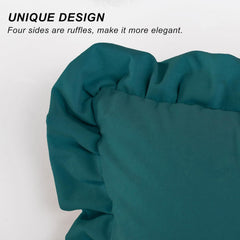 18x18 Luxury Pillow Covers, Set of 2 Decorative Velvet Ruffle Cushion Pillow Covers for Sofa Couch（turquoise green）