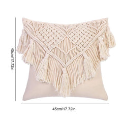 Cotton Handmade Crochet Woven Boho Throw Pillow Farmhouse Pillow Insert Included Decorative Cushion for Couch Sofa (Only incl