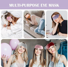 4 Pack Plush Sleep Mask Soft Comfortable Blindfold Eye Cover for Sleepover Gift Birthday Party Favors, Silky Fabric on The Ba