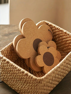 1Pc M Size 10cm Flower Wooden Heat Resistant Insulation Mat, Table Pot Pad For Wedding Christmas Gift