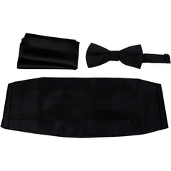 Formal Woven Satin Cummerbund Pre-Tied Bowtie set Many Solid Colors Available Solid Bow Tie Pocket Square Cummerbund Set