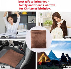 USB Heated Warm Fleece Shawl & Wrap Intelligent Electric Heating Blanket for Home， keep shoulders warm and cozy（Coffee）