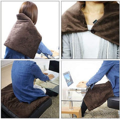 USB Heated Warm Fleece Shawl & Wrap Intelligent Electric Heating Blanket for Home， keep shoulders warm and cozy（Coffee）