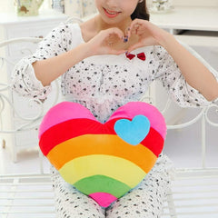 Rainbow Heart Shaped Pillow Rainbow Throw Pillow Heart Shape Dining Room Sofa Cushion Dining RoomSoft Bedroom Decor, 35x32x8c