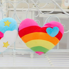 Rainbow Heart Shaped Pillow Rainbow Throw Pillow Heart Shape Dining Room Sofa Cushion Dining RoomSoft Bedroom Decor, 35x32x8c