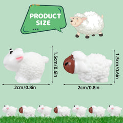 50pcs Miniature Sheep, Mini Garden Herd of Sheep Micro Landscape Decoration DIY Resin Home Decor Animals Moss Micro Fairy