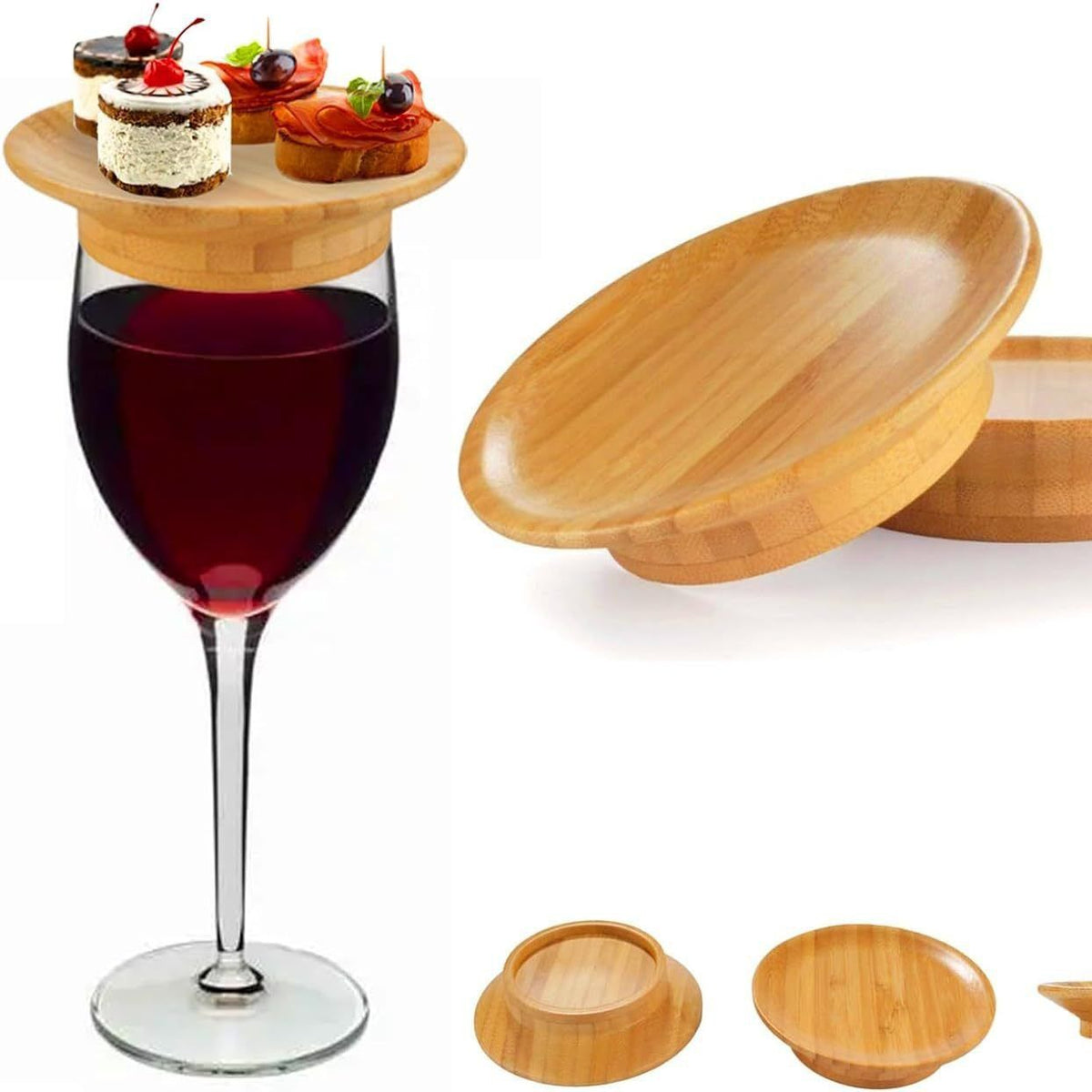 4Pcs Wine Glass Charcuterie Topper, Wine Glass Charcuterie Board Topper, Charcuterie Wine Glass Topper, Bamboo Wine Glass