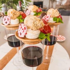4Pcs Wine Glass Charcuterie Topper, Wine Glass Charcuterie Board Topper, Charcuterie Wine Glass Topper, Bamboo Wine Glass