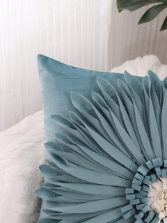 3D Flower Decor Throw Pillow Covers Pillowcases Cushion Covers for Home Bed Room Decor Dusty Blue 18"x18"