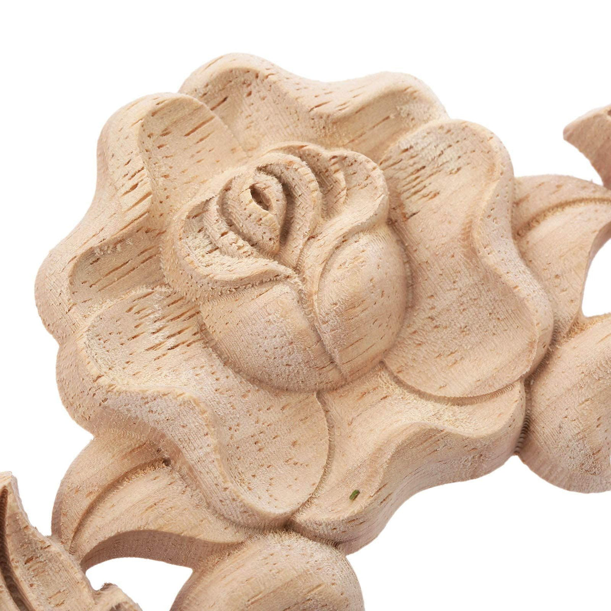 Wooden Carved Rose Appliques Onlays, 4-Pack Unpainted Rose Carvings Decals for Cabinet Drawer Wall Headboard Dresser