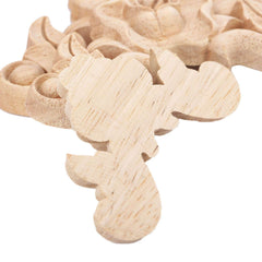 Wooden Carved Rose Appliques Onlays, 4-Pack Unpainted Rose Carvings Decals for Cabinet Drawer Wall Headboard Dresser