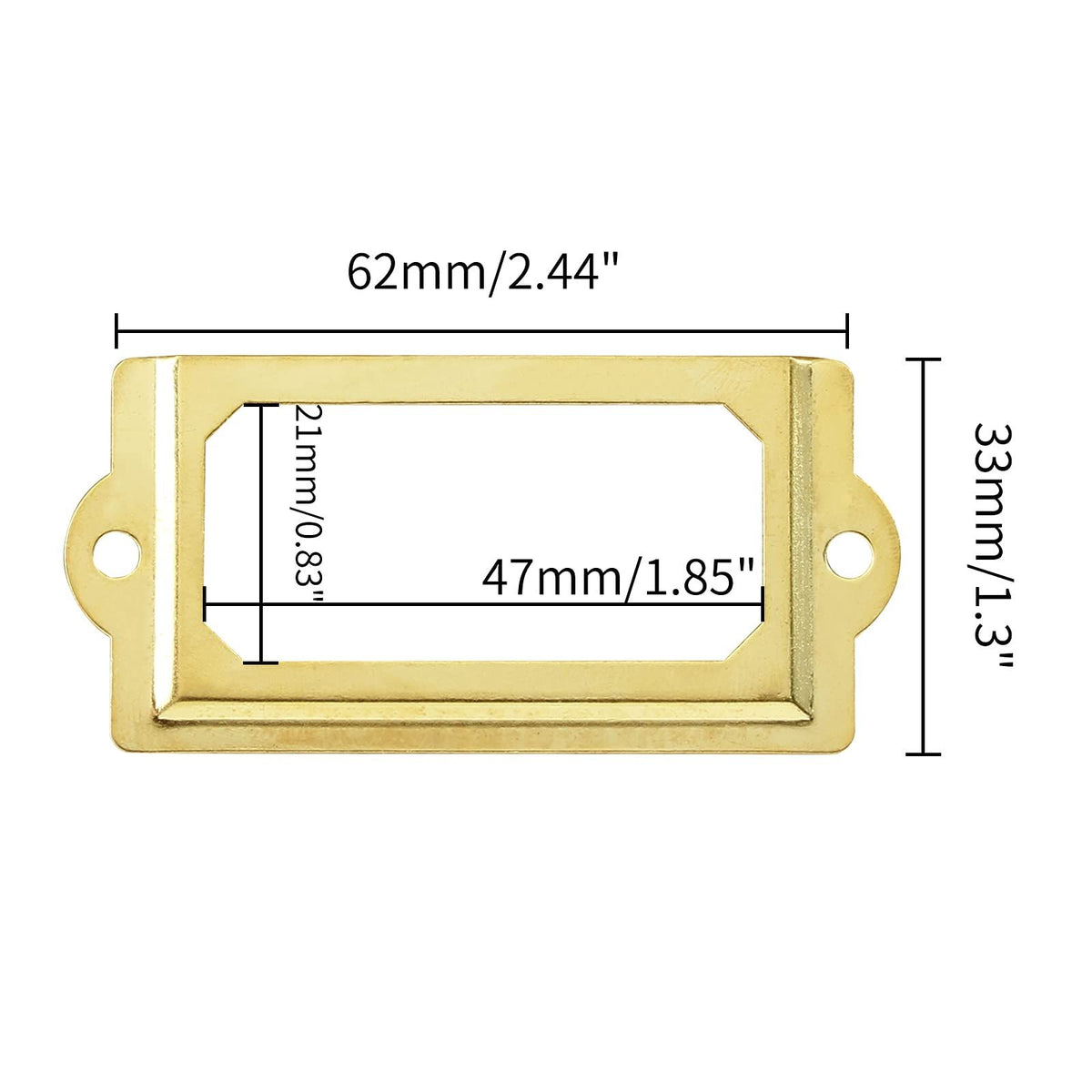 30Pcs Antique Label Holder 2.75" x 1.3" Metal Name Card Frame for Office Library File Drawer Tag Cabinet Shelves Drawer (Gold